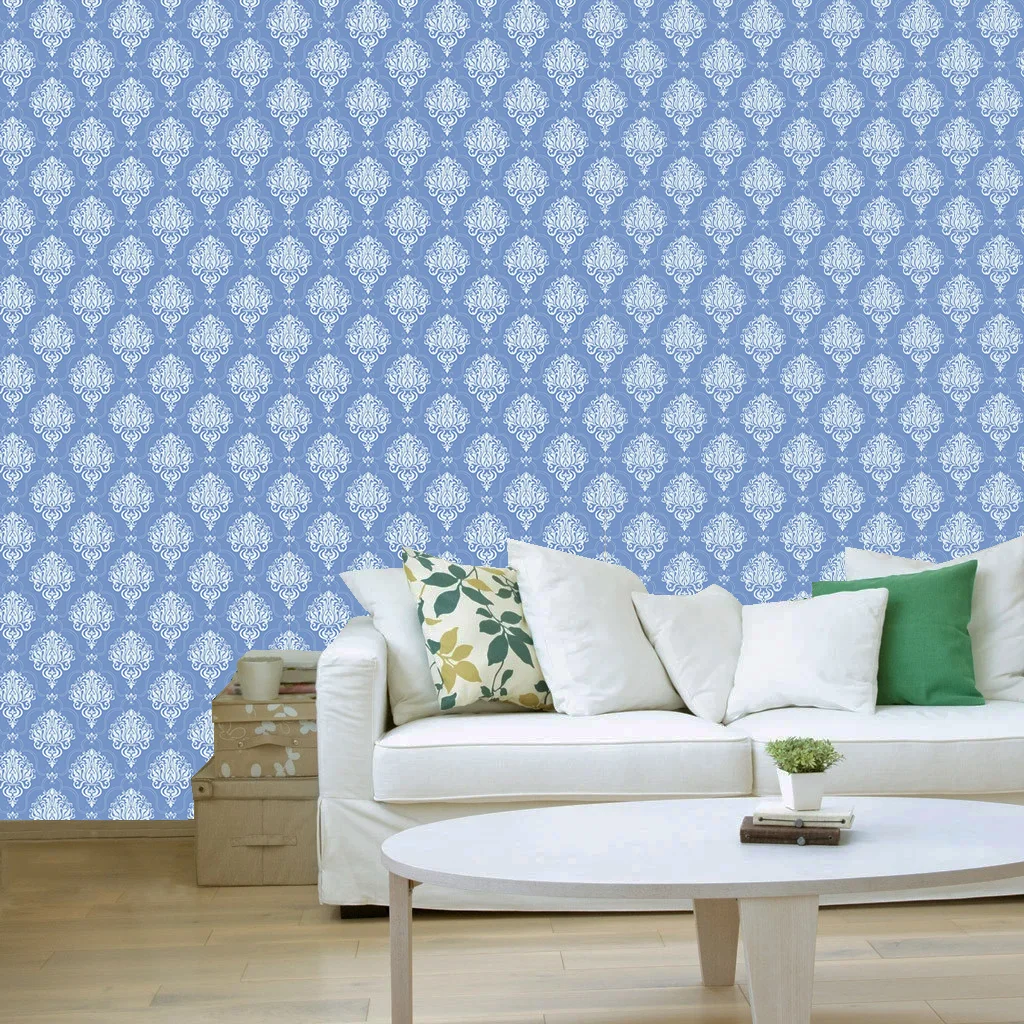 Self adhesive wallpaper,WALLPAPER,3d Blue and White wallpaper